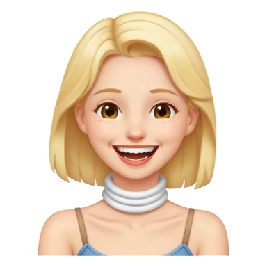 Girl holding their neck laughing sticker