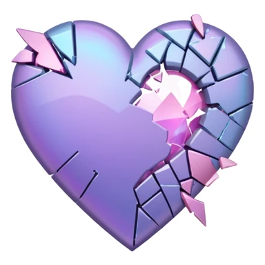 Broken purple heart with a broken light pink heart sticker