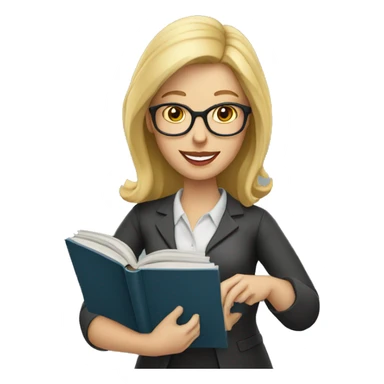 Blonde Teacher with glasses holding open book sticker