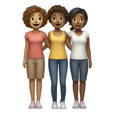 Three girlfriends holding hands sticker
