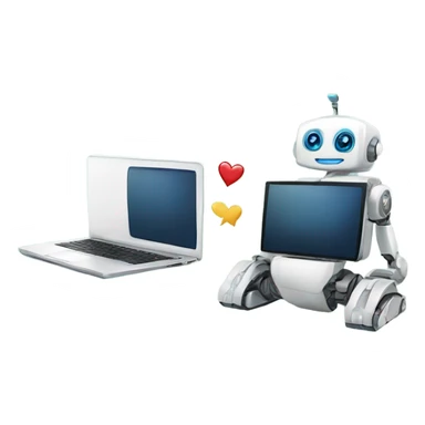 laptop and cute robot sticker