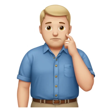 stocky man with hand on chin full length sticker