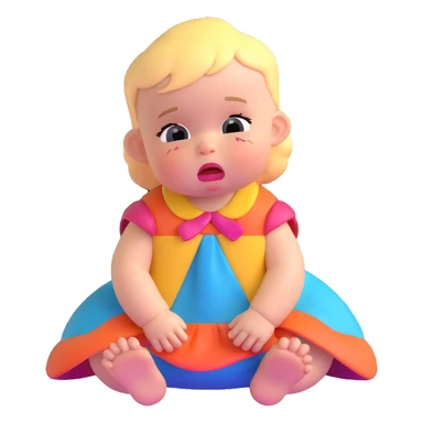 crying baby in colorful dress sticker