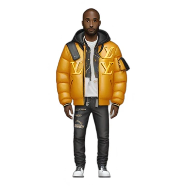 Virgil Abloh with louis Vuitton jacket sticker