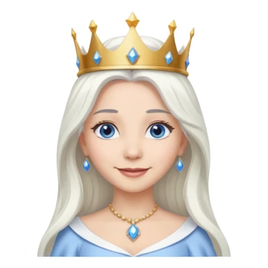 Good Witch of the North from The Wizard of Oz with light skin, blue eyes, long white hair, white outfit and crown sticker