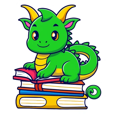 A fierce yet playful book dragon sticker