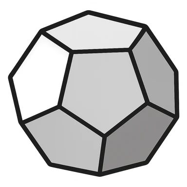 light grey dodecahedron, minimal, flat style, no background sticker