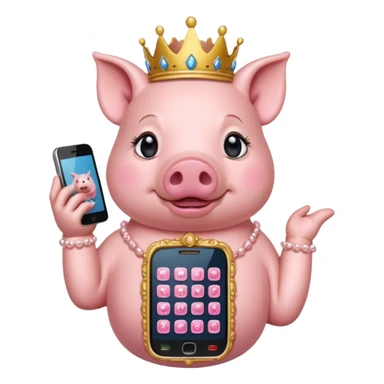  rich princess pig on an ornate cell phone sticker