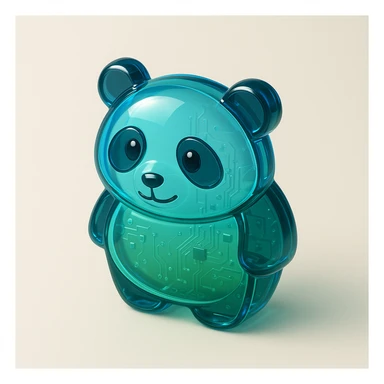 Windows Vista-inspired panda icon, glossy glass-like finish, soft lighting, blue-green color scheme, friendly modern look fitting seamlessly with Vista system icons sticker