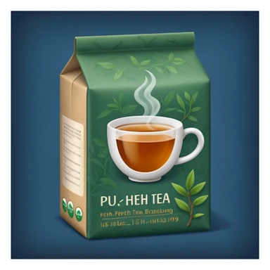 iPhone emoji icon of Pu-erh tea in packaging, blue background sticker