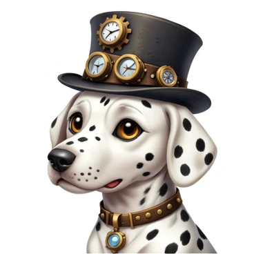 Dalmatian dog steampunk hat sticker