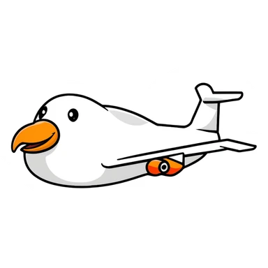 goose shaped like an airplane, airplane with goose features sticker