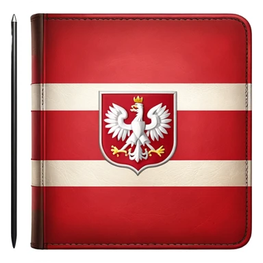 book with leather cover with flag of poland sticker