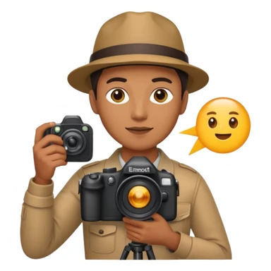 Photographer with flash speedlight,with camera sticker