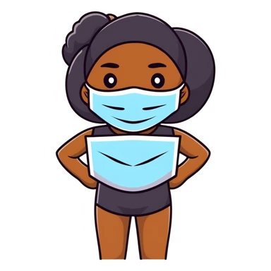 Black girl with facial mask during skincare sticker