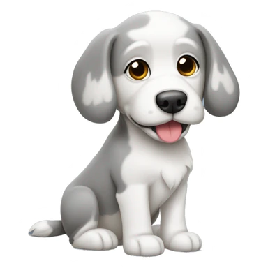 white and gray maultipoo dog sticker