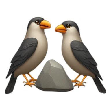 two birds and a rock sticker