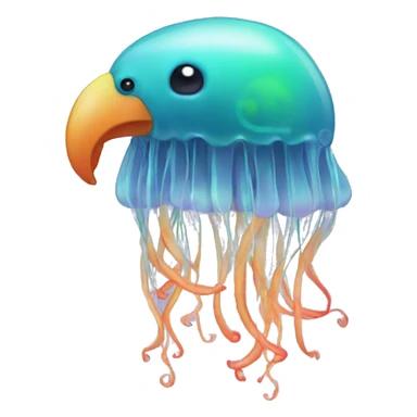Jellyfish with a parrot sticker