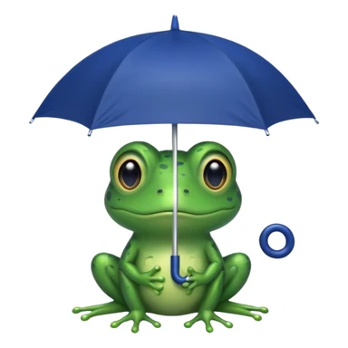Frog hold dark blue umbrella sticker