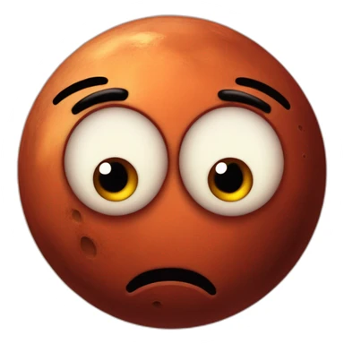 planet Mars with a cartoon spiteful face with big calm eyes sticker