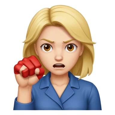 Mad woman showing her fist towards me  sticker