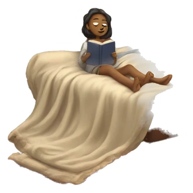 Lady laying on couch under a blanket reading a book sticker