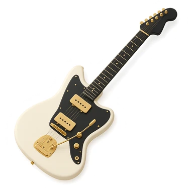 Olympic White Fender Jazzmaster guitar with classic tremolo bar sticker