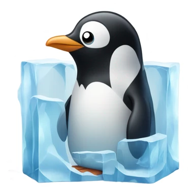 A chilly penguin stuck in an ice block sticker