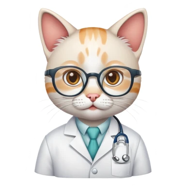 cat scientist wearing lab coat and glasses sticker