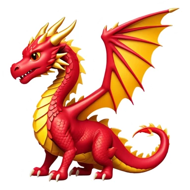 Clash of Clans aesthetic: Cinematic fierce Dragon Emoji, rendered in a 3D vector-style similar to standard emojis with minimal shading and bold, simplified shapes. A compact, isometric dragon with majestic wings and intricately scaled details, softly glowing with a legendary, mythical charm. Simplified yet unmistakably iconic, highly detailed and consistent, glowing with a soft radiant brilliance and high shine. Stylized with a touch of fantastical might and a soft glowing outline, capturing the essence of a mighty dragon with a friendly, playful demeanor! sticker