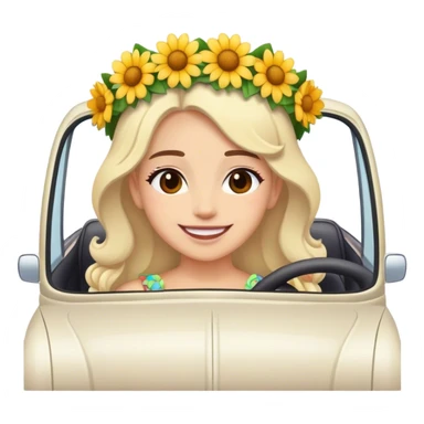 flower adorned beauty in car smiling sticker