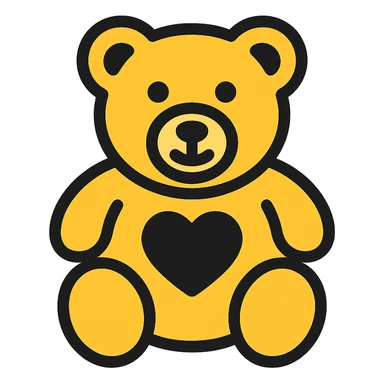bear with a black heart sticker