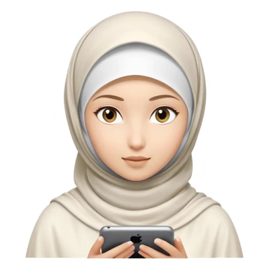 girl with white hijab working with augmented reality and metaverse, digital code, virtual machine artifacts floating around her sticker