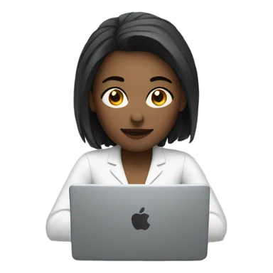 white skin woman looking at her computer sticker