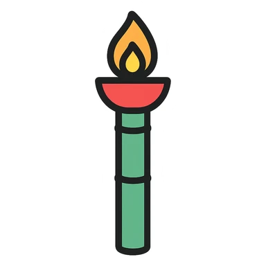 bamboo torch icon with color outline sticker