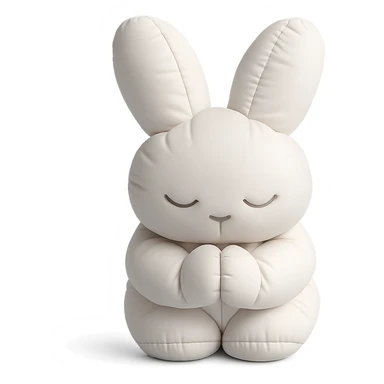 white bunny bowing politely, paws together, cushion style sticker
