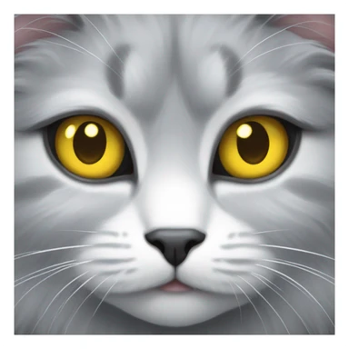 Grey and white fluffy cat with yellow eyes sticker