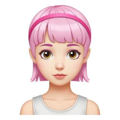 short pixie bangs platinated woman pink hair band，fair-skinned  sticker