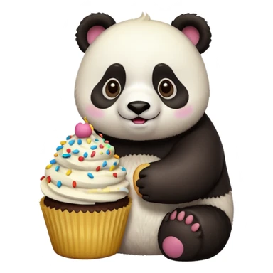 panda holding single cupcake sticker