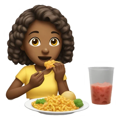 girl eating food sticker