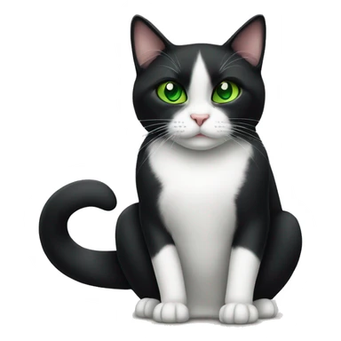 Tuxedo cat with green eyes sitting down sticker