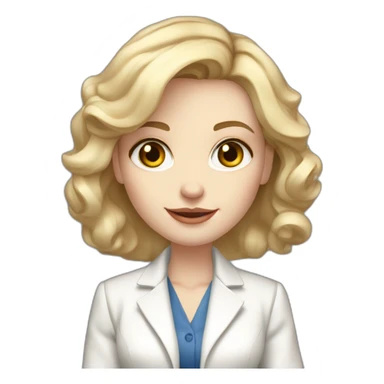 pale skin woman interior designer with blonde middle length hair, blue eyes, White classical jacket, blouse, Gray skirt holding a color palette in the hands sticker