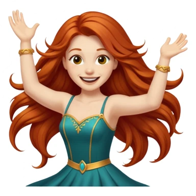 Excited long haired redhead dancing sticker