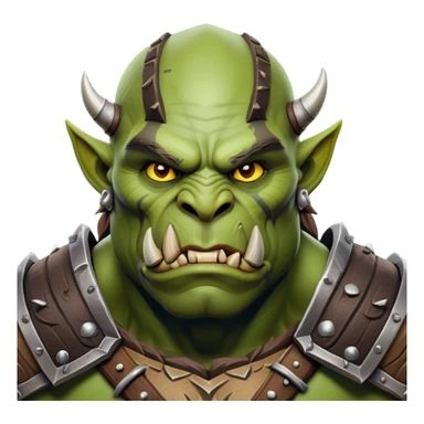 Cinematic Realistic WoW Orc Warrior Portrait, head tilted epicly and inquisitively, showcasing a commanding presence and raw, unyielding power. His battle-hardened green skin and muscular form, accented by meticulously crafted tribal armor in deep earthy hues, are rendered with lifelike clarity and dynamic lighting, high shine, epic and awe-inspiring, embodying the relentless spirit of an orc warrior ready for battle. sticker