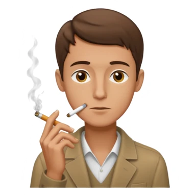 Shirtless thin man with a cigarette and short brown hair sticker