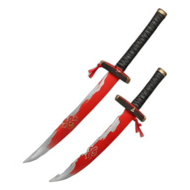 Crossed Japanese katanas with a red circle sticker
