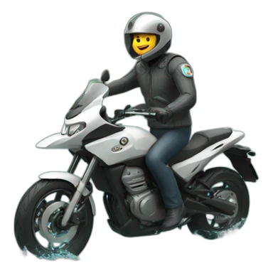 un chat sur une moto sur l'eau sticker