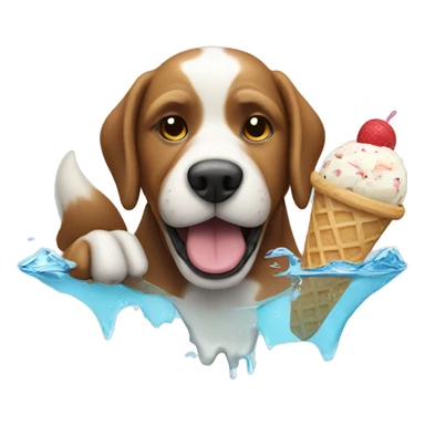 Dog swimming with ice cream sticker