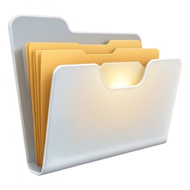 A modern, minimalist flat-style illustration of an open folder with a soft, glowing light emanating from inside.  sticker