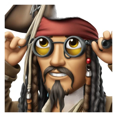 photorealistic jack sparrow holds binoculars sticker